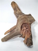 Rustic Green Man Natural Carved Wood Sculpture