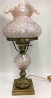 Fenton Pink Iridescent Glass Lamp