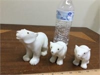 (3) Stone Carved Polar Bears