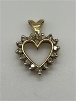 14K Yellow Gold Diamond Encrusted Heart Pendant