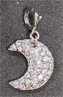 Sterling Silver CZ Crescent Moon Charm