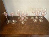 Pink Stemware & Candle Sticks