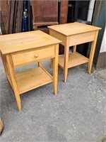 Two One Drawer Maple Bedside or Lamp Tables