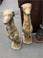 Garden Statuary - Pair of Seated Dog Figures -