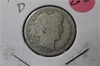 1909-D Barber Silver Quarter