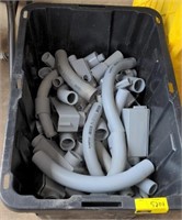 Tote of insulated conduit.