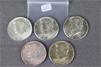 Bag Lot - 5 1964 Kennedy Half Dollars