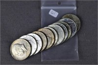 Bag Lot - 11 40% Silver Kennedy Clad Half Dollars