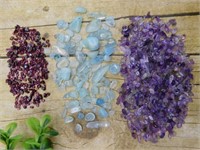 AQUAMARINE GARNET AND AMETHYST ROCK STONE LAPIDARY