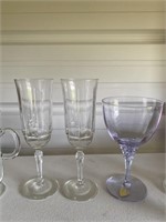 Purple Tint Tiffin Stem Mugs 2 Glass Stems &