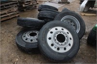 (8) Assorted R24.5 Tires on Semi Rims