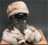 1950's Silver Arctic Fox Stole & Mink Cossack Hat