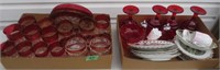 Red cups & plates, decorative plates