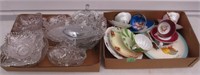 2 boxes, clear glassware, cups & saucers