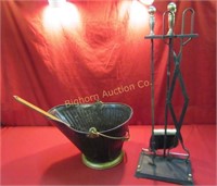 Vintage Coal Bucket & Fire Place Tool Set