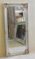 Silver Gilt Framed Beveled Mirror.