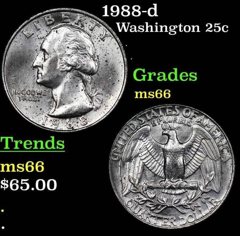 1988-d Washington Quarter 25c Grades GEM+ Unc