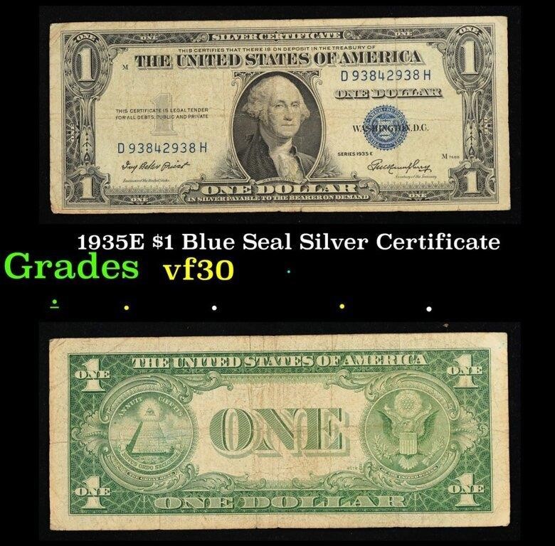 1935E $1 Blue Seal Silver Certificate Grades vf++