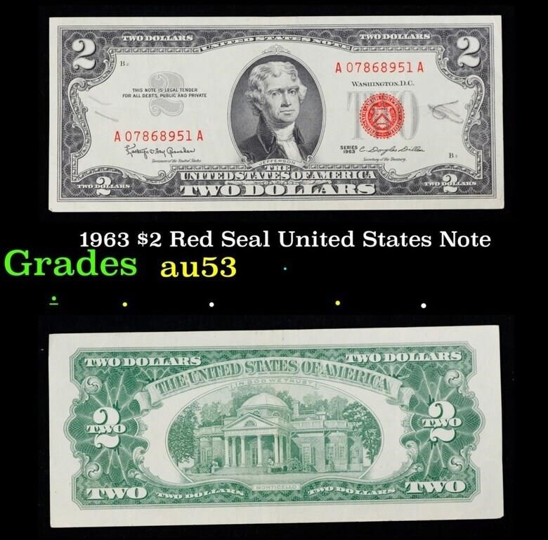 1963 $2 Red Seal United States Note Grades Select