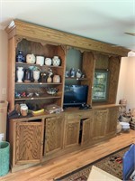 Massive Oak Finish Shelving Unit