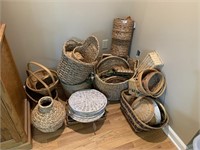 Large Lot Decorative Baskets and Wicker Items