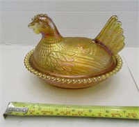 Vintage Carnival Glass Chicken Dish