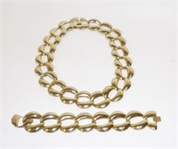 Chunky Gold Choker Necklace & Bracelet Set