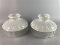 Set of 2 Antique Oil Lamp Shades Satin Top &
