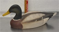 Wood carved, hand painted duck, glass eyes