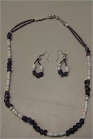 SW / NA Purple Amethyst Earrings & Necklace