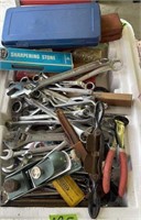 Tools. Honing Stones, Ratchets, Socket Set, Box