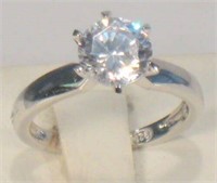 Round Solitaire Engagement Ring Sterling Sz 7