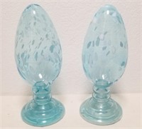 (2) All Glass Egg Decoration Approx 12" Tall