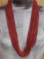RED SEED BEAD NECKLACE ROCK STONE LAPIDARY SPECIME