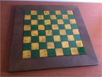 Vtg 16" Leather Wrapped Acrylic Tile Chess Board