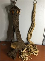 Vtg 70's Macrame Plant Holders Huge 7ft & 5ft Long