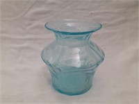 Fenton Opalescent Swirl Blue Vase 5" tall 2 chips