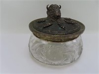 Crystal Cut Jar Sterling, Copper & Bronze Lid