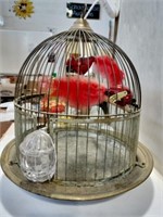 Metal cage with  birds