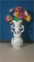 Porcelain 25th anniversary vase with floral