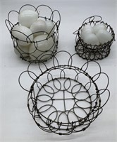 3 wire folding baskets and glass eggs