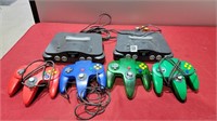 2 tested and working nintendo 64 consoles and 4