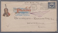 US Stamps 1924 Color Advertising Cover Plains Hote