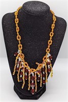 Amber & Garnet Toned Fashion Necklace