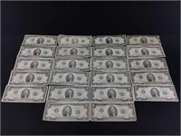 $44 Face vintage $2 Bills - many Crisp