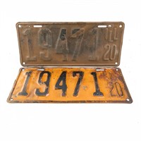 Illinois 1920 License Plate 5 Digit Set