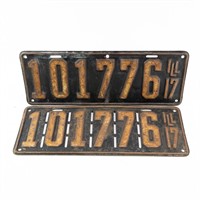 Illinois 1917 License Plate 6 Digit Set