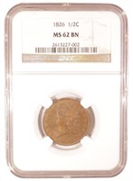Select Mint State 1826 Half Cent