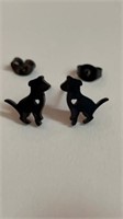 New black dog earrings, heart cutout showing your