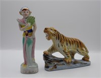 Occupied Japan Porcelain Tiger & Woman